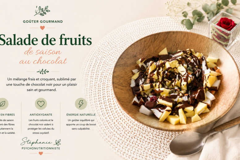 Salade de fruits de saison au chocolat noir