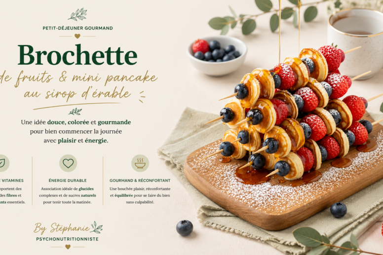 Brochette de fruits & mini pancake au sirop d'érable